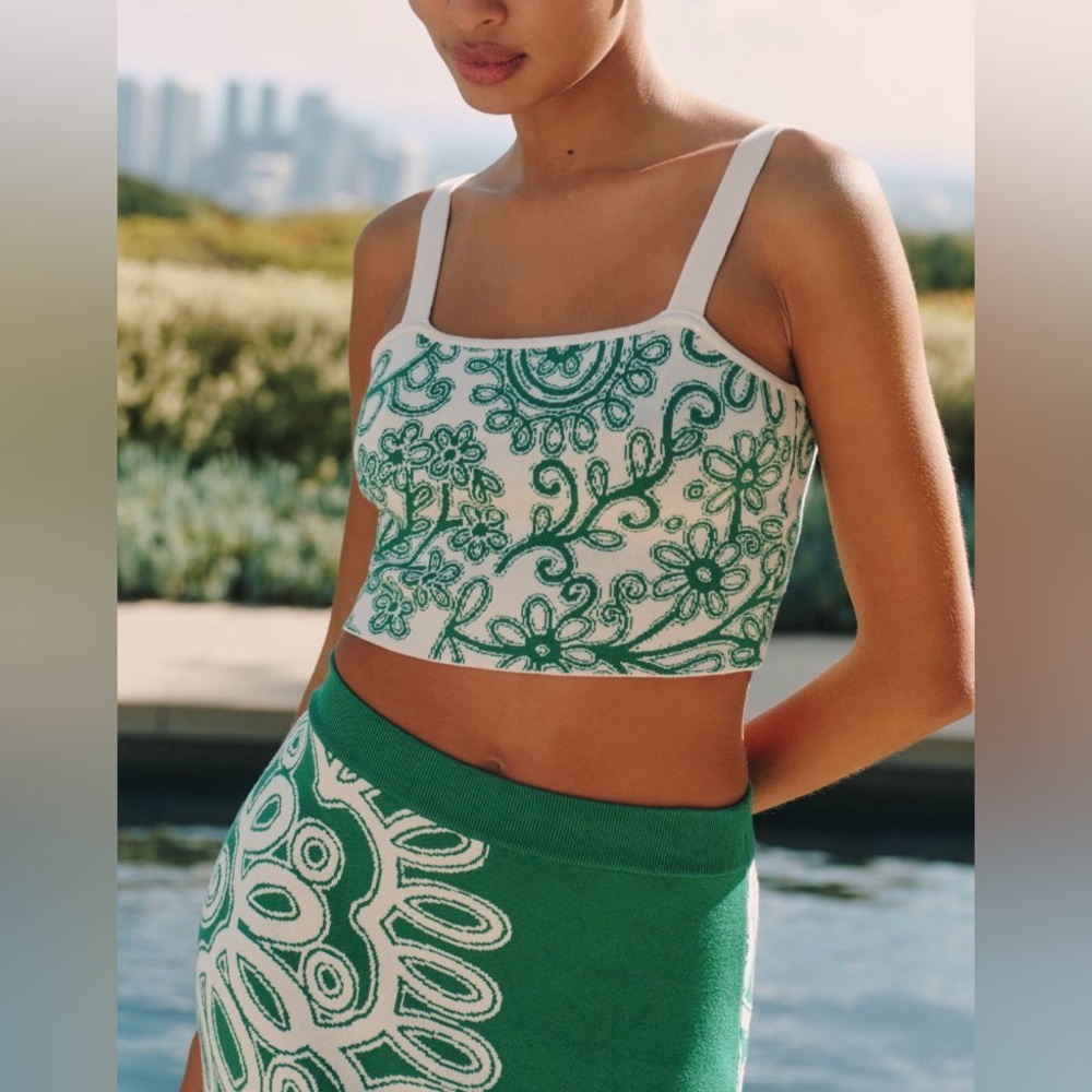 Anthropologie Celandine Knit Square Crop Tank Top, Size XL